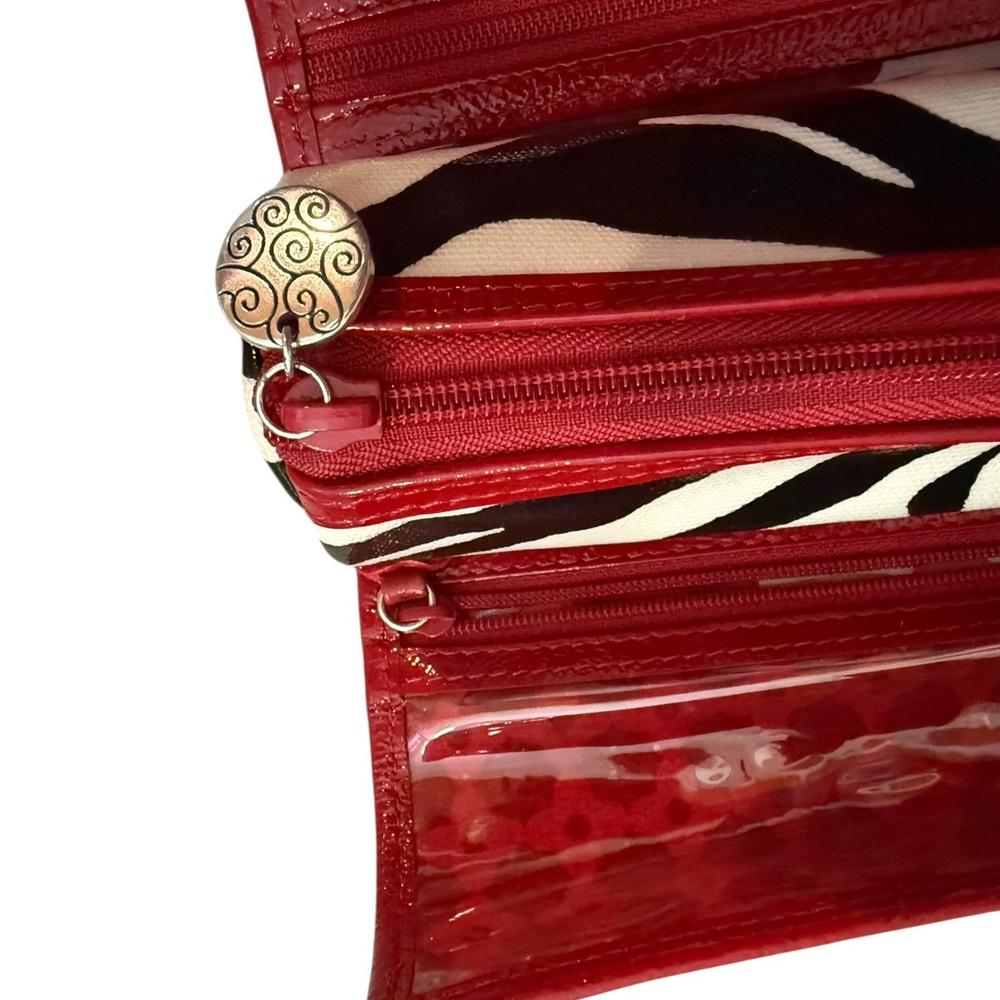 Brighton Zebra Print Clutch With Red Trim - image 4